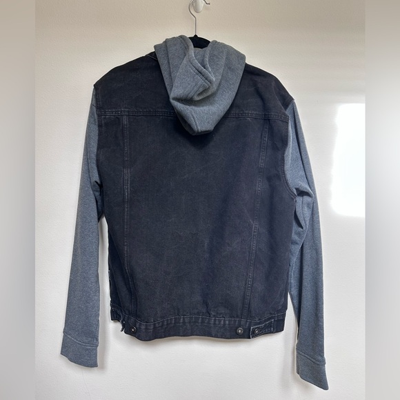 Brooklyn Cloth Black and Gray Hooded Denim Jacket - Picture 2 of 5